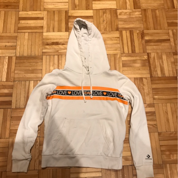 3/15$ Converse White and Orange Hoodie - Picture 1 of 3